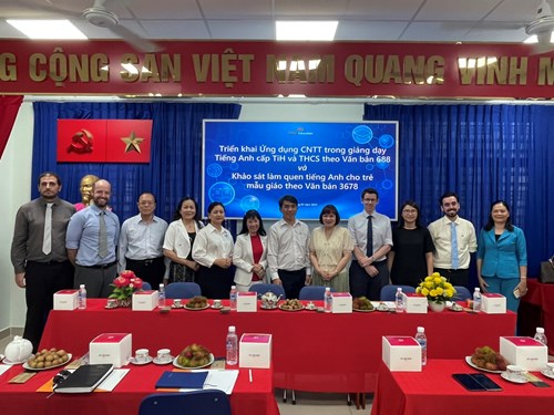 Tập huấn
Triển khai ứng dụng công nghệ thông tin trong việc
giảng dạy tiếng Anh cấp Tiểu học, Trung học cơ sở
và thực hiện thí điểm khảo sát làm quen tiếng Anh
cho trẻ Mẫu giáo năm học 2024- 2025
